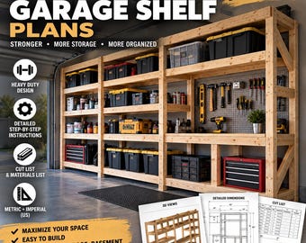 DIY Garage Storage & Workbench Plans | Heavy Duty 2x4 Shelving | Pegboard Tool Wall | Workshop Organization | PDF Download