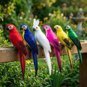 Adorno realista de loro / 25 cm 35 cm Decoración de aves con plumas / Decoración de jardín, césped y plantas / Accesorio para fotos de escritorio para patio tropical Regalo