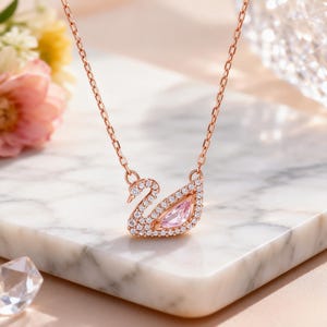 Swarovski crystal swan necklace - Etsy 日本