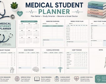 Medical Student Planner Excel Template | Exam Tracker, Rotations (Digital Download)