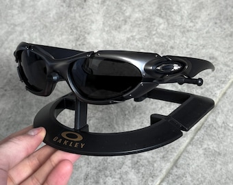 Gafas de sol Oakley Plate polarizadas, montura metálica totalmente negra, fabricadas en EE. UU., estilo vintage Y2K (años 2000).