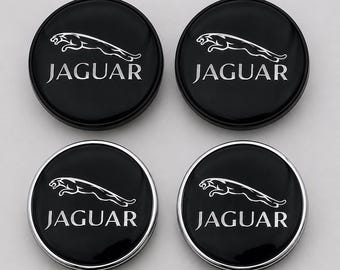 56mm 59mm 60mm 65mm | Black or Silver Ring | Jaguar Rim Center Caps | Wheel Hub Caps Replacement