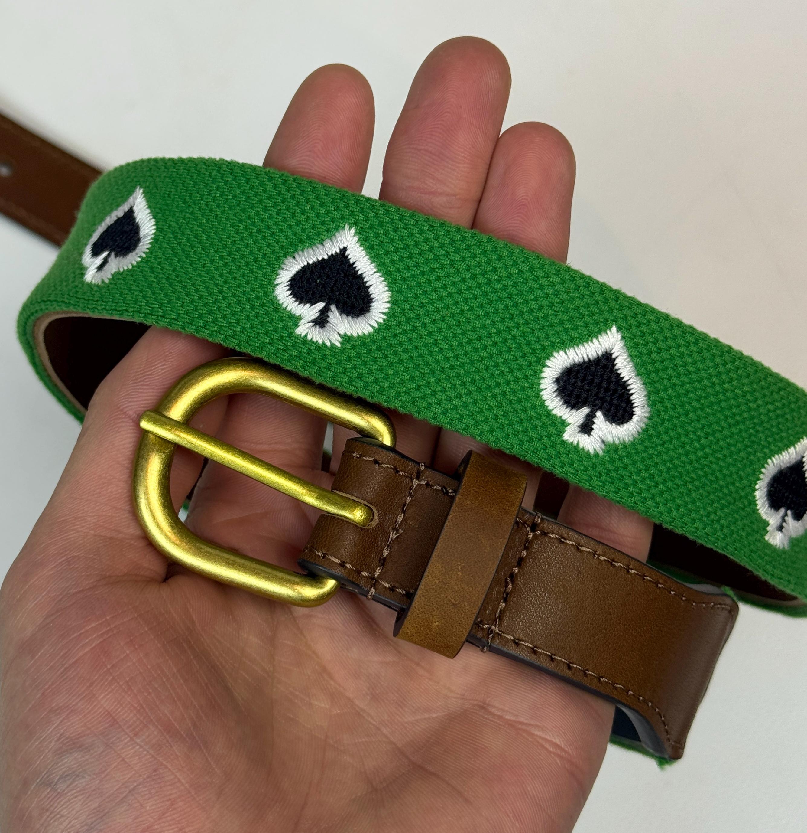 Stussy X Denim Tears Needle Point Leather Nylon Belt Brown S/M L