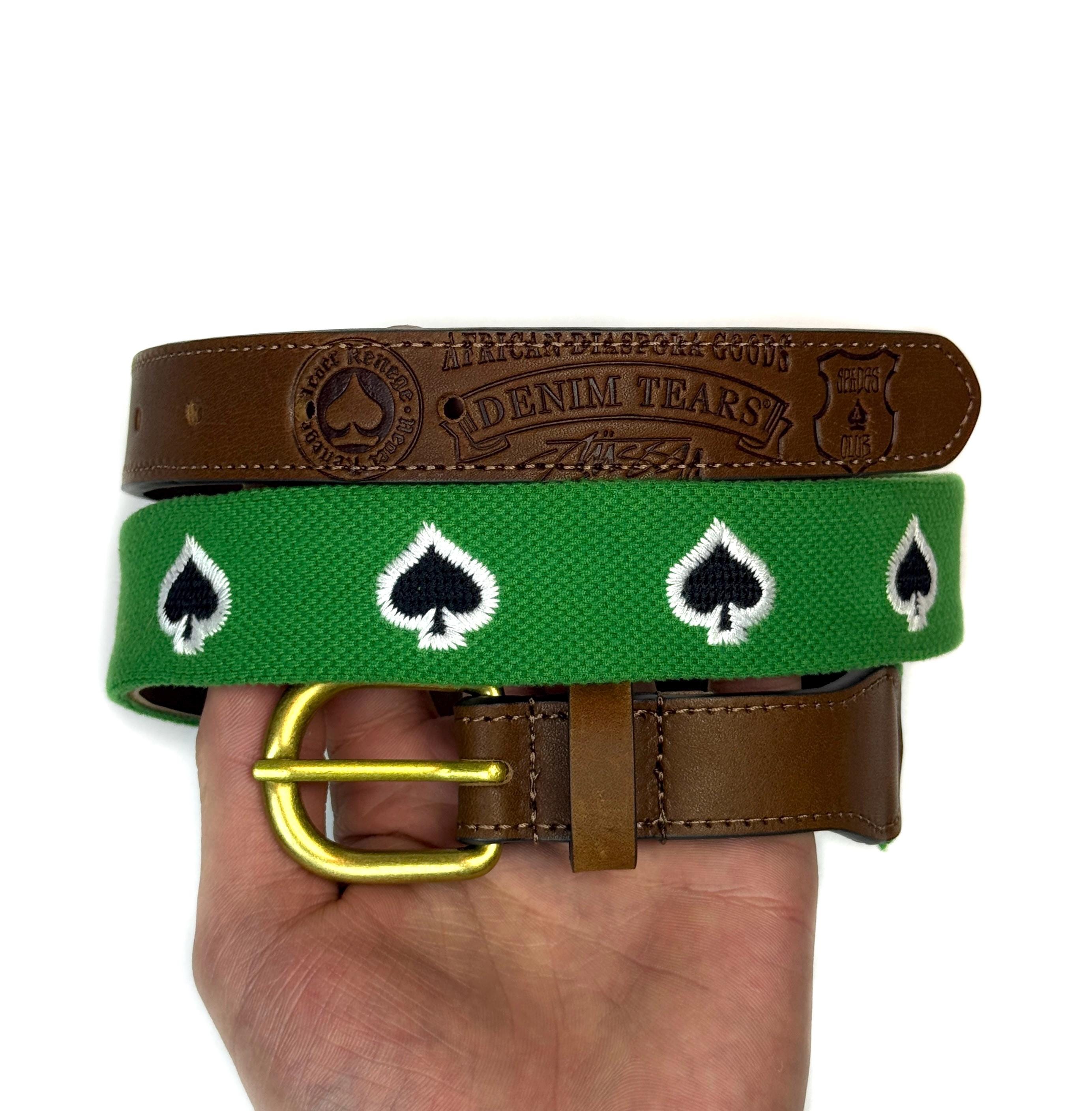 Stussy × Denim Tears ベルト L/XL Stussy X Denim Tears Needle Point Leather Nylon Belt Brown S/M L
