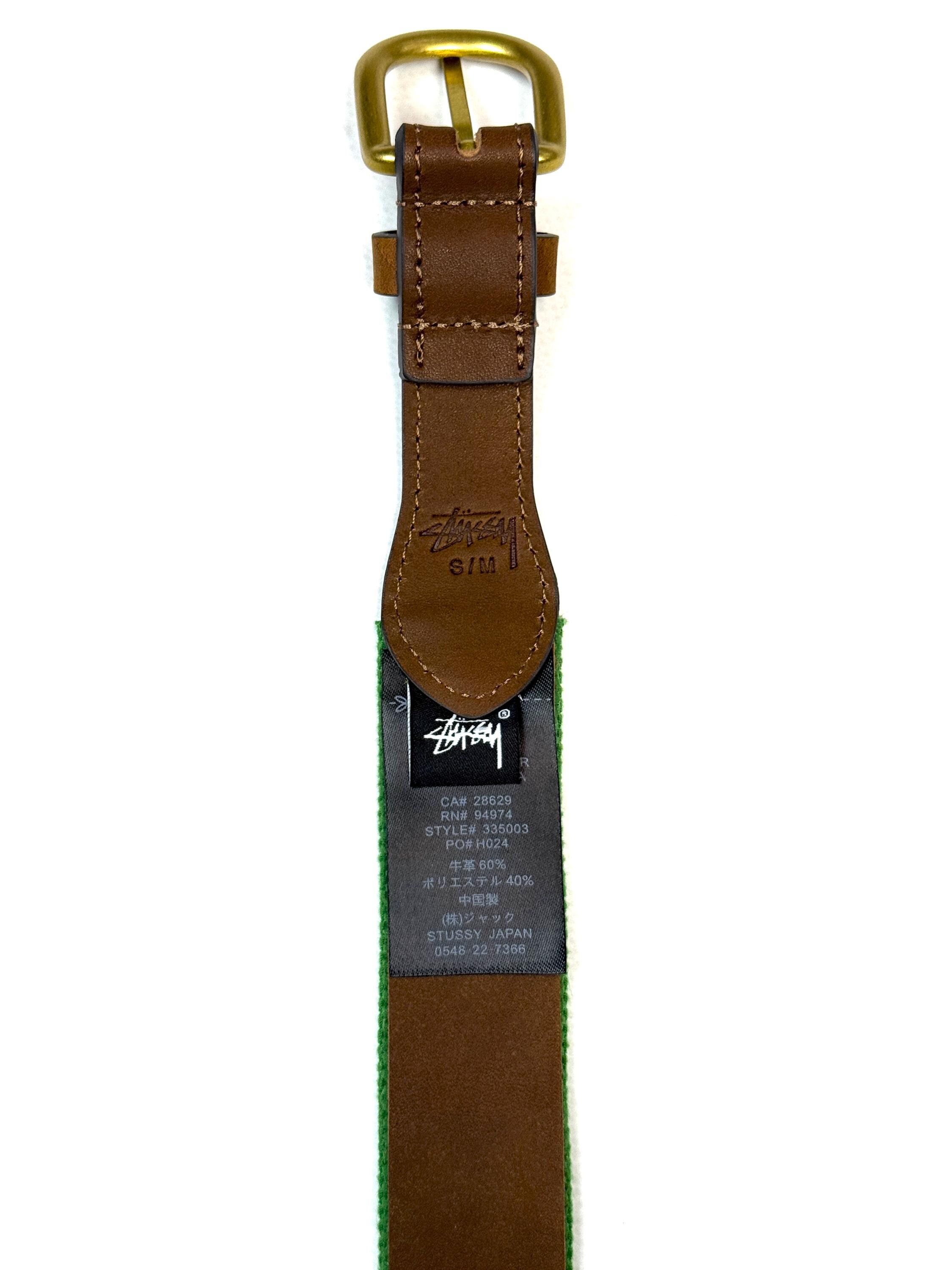 Stussy X Denim Tears Needle Point Leather Nylon Belt Brown S/M L