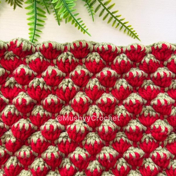 Reversible Strawberry Stitch Crochet Pattern PDF | Strawberry Crochet Stitch Tutorial | Textured Crochet Stitch | Instant Download
