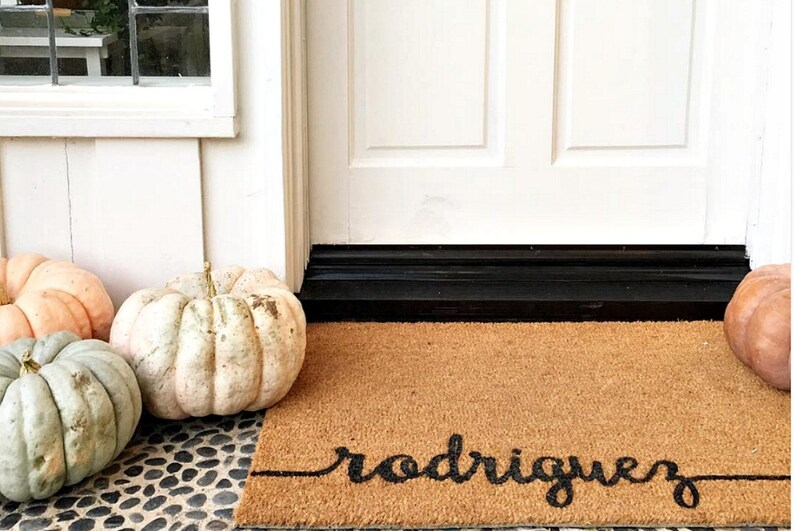 SCROLL NAME Doormat ... Hand Painted in CURSIVE on a Coir Mat image 1