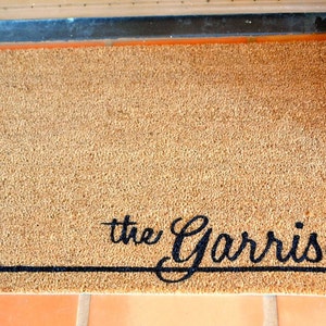 PERSONALIZED NAME Mat in Typewriter or Honey Cursive Font ... Natural Coir Fiber... 2 SIZES image 2