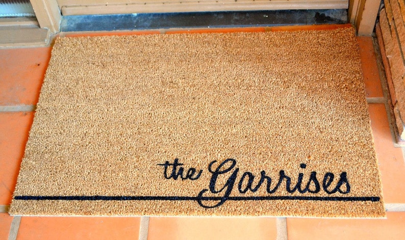 PERSONALIZED NAME Mat in Typewriter or Honey Cursive Font ... Natural Coir Fiber... 2 SIZES image 2