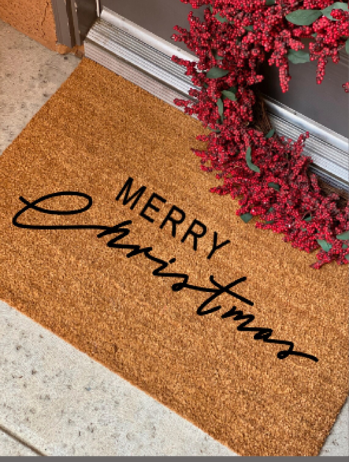 MERRY CHRISTMAS Doormat Hand Painted Christmas COIR Mat Etsy