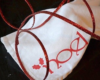 Noel Serviettes en tissu peintes sur serviette en coton blanc Blend ... ENSEMBLE DE QUATRE