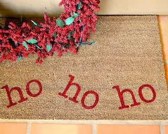 HOHOHO DOORMAT ... Hand Painted Christmas Mat... 2 SIZES