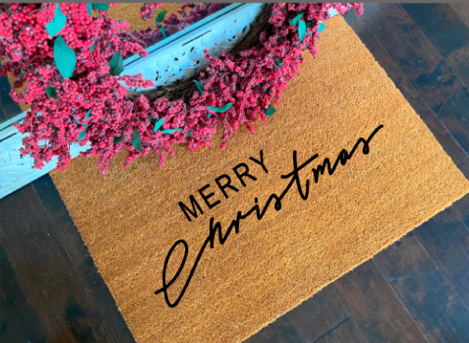 MERRY CHRISTMAS Doormat Hand Painted Christmas COIR Mat Etsy