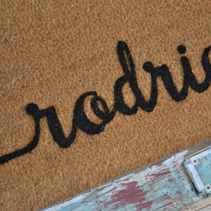 SCROLL NAME Doormat ... Hand Painted in CURSIVE on a Coir Mat image 3