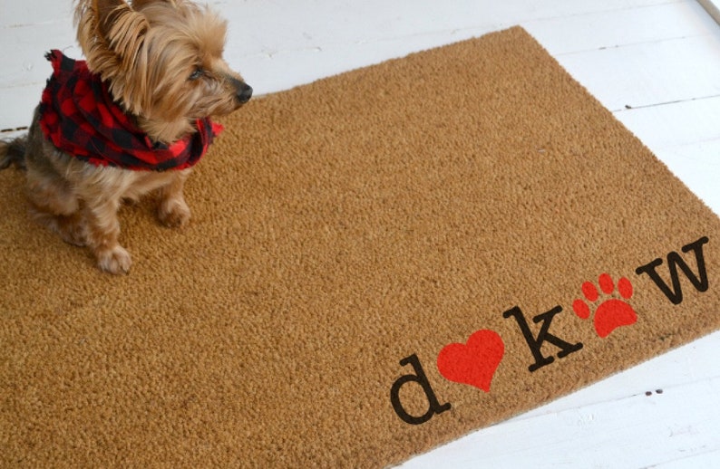 FAMILY LOVES DOGS Coir Doormat or Dog Mat Initials and Etsy