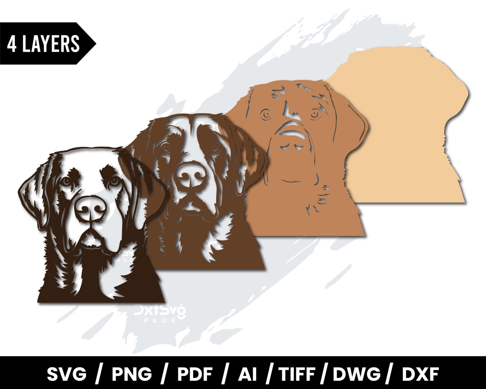 Lab Pit Mix Svg Labrador Multilayer SVG, Laser Cut Dxf, 3D Dog, Plywood Cutting, Paper ...
