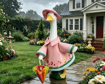 Porch Goose Raincoat Outfit, 23 Inch Goose Clothes, Summer Garden Statue Decor, Waterproof Goose Costume