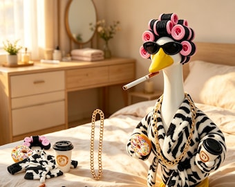 Leopard Print Bathrobe Goose Outfit, Farmhouse Porch Decor Costume accessory