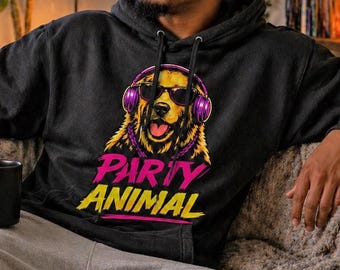 Party Animal Dog Hoodie | Funny DJ Dog Graphic Hoodie
