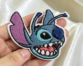 Disney 'Lilo & Stitch'-borduurwerk-opstrijkpatches, schattige anime-borduurflarden, steekcadeaus voor koppels met engelthema, perfect voor Disney-fans.