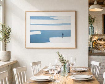 Minimalist Winter Landscape Photography Print, Blue Coastal Wall Art, Large Fine Art Photo