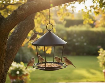 Rustic Iron Hanging Bird Feeder – Elegant Outdoor Garden & Patio Decor