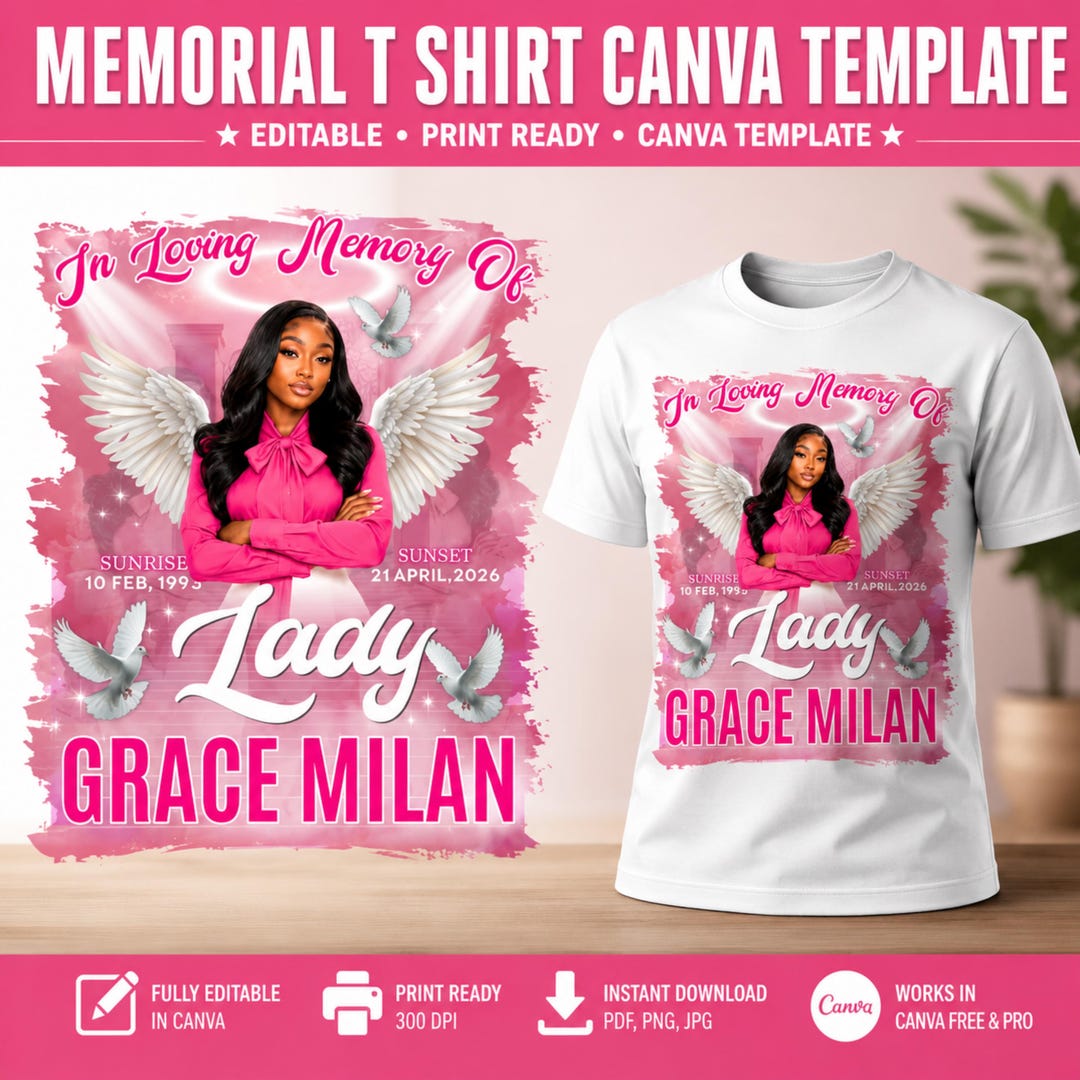 Memorial T Shirt Canva Templates, Editable In Loving Memory Designs, Funeral & Celebration