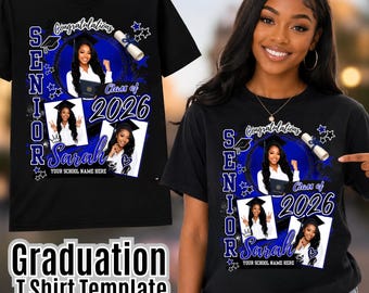 2026 Graduation T Shirt Template, Editable Canva Graduation Shirt, Editable Class of 2026 Senior T-Shirt, Digital Download, Sublimation png