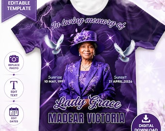 In Loving Memory All Over T-Shirt Designs | Memorial Shirt Canva Editable | Rest in Peace Sublimation PNG | Memorial Editable Shirt