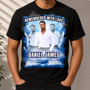 Blue In Loving Memory T Shirt Canva Editable Template, Celebration Of Life T-Shirt, Rest In Peace Tribute, Editable Memorial Design