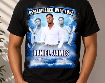 Blue In Loving Memory T Shirt Canva Editable Template, Celebration Of Life T-Shirt, Rest In Peace Tribute, Editable Memorial Design