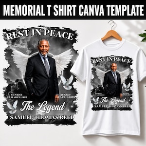 Black Memorial Shirt Template,  In Loving Memory Editable Canva Template, Funeral Celebration of Life Shirt,  Funeral Celebration, Instant