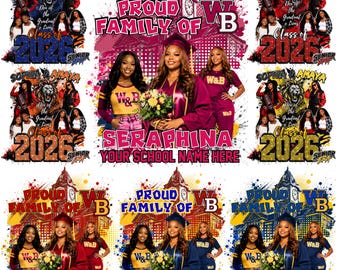 Grad T-Shirt 2026 Designs, Proud Family Graduation T-Shirt Template, Graduation Shirt Template Bundle 2026, Editable Canva Senior T Shirt