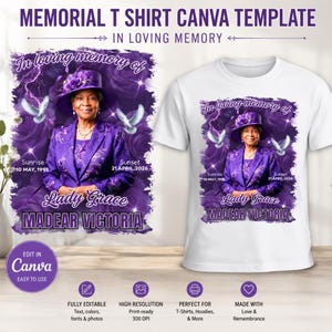 In Loving Memory Shirt Design, Editable Canva Memorial Template, DIY RIP Background PNG, Celebration Of Life T-Shirt, Rest In Peace Tribute