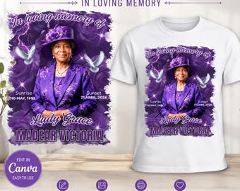 In Loving Memory Shirt Design, Editable Canva Memorial Template, DIY RIP Background PNG, Celebration Of Life T-Shirt, Rest In Peace Tribute