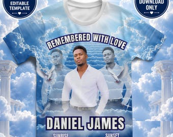In Loving Memory All Over T-Shirt Designs | Memorial Shirt Bundle Canva Editable | Rest in Peace Sublimation PNG | Memorial Editable Shirt