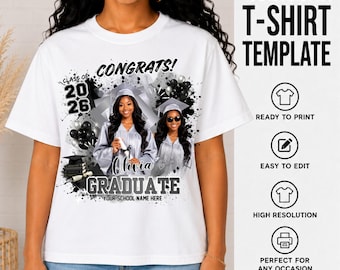 2026 Graduation tshirt Grad Canva Template, Graduation T-Shirt Design editable in Canva, Red Graduate Shirt Template, Senior Class of 2026