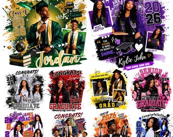 Graduation Shirt Template Bundle 2026, Editable Canva Senior T Shirt Designs, Grad Senior Class of 2026 Add Photo Shirt Template, Grad PNG