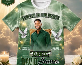 In Loving Memory All Over T-Shirt Designs | Memorial Shirt Bundle Canva Editable | Rest in Peace Sublimation PNG | Memorial Editable Shirt