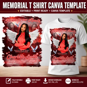 In Loving Memory T Shirt Canva Editable Template, Celebration Of Life T-Shirt, Rest In Peace Tribute, Editable Memorial Design