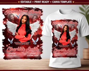 In Loving Memory T Shirt Canva Editable Template, Celebration Of Life T-Shirt, Rest In Peace Tribute, Editable Memorial Design