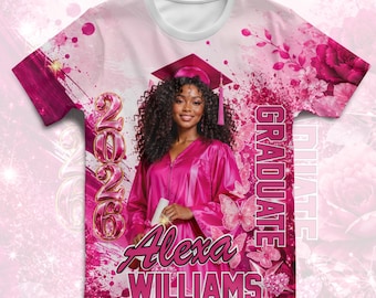 3D All-Over Print Graduation Tee Shirt 2026,Grad All Over Canva Editable T-Shirt Template,High School Grad Theme Perfect for Sublimation DTF