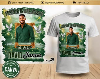 In Loving Memory Memorial Shirt Template, Memorial PNG, RIP, Green Memorial Shirt, Funeral, Remembrance, Celebration Of Life, Rest In Peace