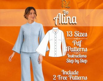 Relaxed Shirt pattern | Cottagecore Shirt pattern women | Shirt sewing pattern | easy shirt pattern | Flared shirt pattern