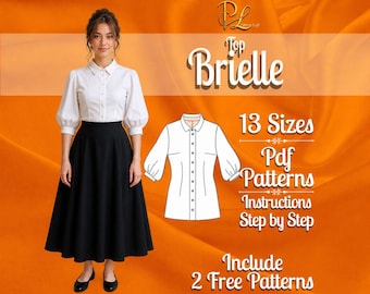 Fitted Shirt pattern | Cottagecore Shirt pattern women | Bishop sleeves shirt pattern | Shirt sewing pattern | easy shirt pattern