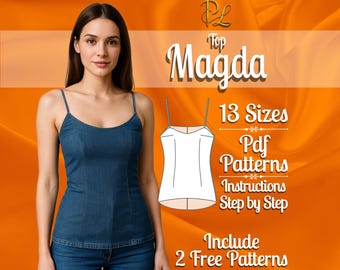 Top pattern women | Fitted top pattern | Summer top pattern | Beginner sewing top | Denim top pattern