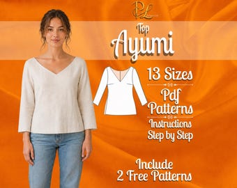 Linen Top pattern  | Relaxed top pattern | Top pattern women | Top sewing pattern | Easy top pattern | Summer top pattern