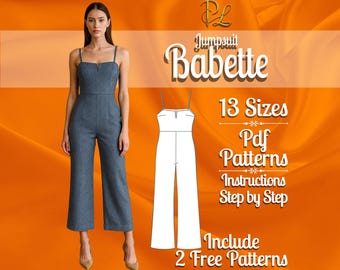 Wide leg Jumpsuit pattern | PDF digital sewing pattern | easy Jumpsuit pdf pattern | woman jumpsuit pattern | Summer jumpsuit pattern