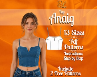 Top pattern women | Midriff top pattern | Crop top pattern | Beginner sewing top | Summer top pattern | Denim top pattern