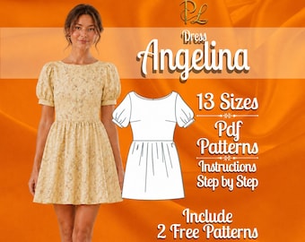 PDF digital sewing pattern Cottagecore dress | Mini Dress Pattern | Gathered dress pattern | Knit dress Pattern | Summer Dress Pattern